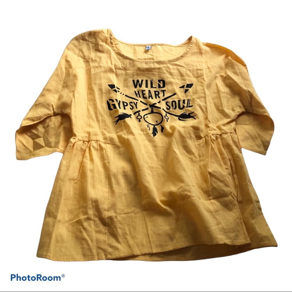 Mislook Wild heart Gypsy soul bohemian yellow top